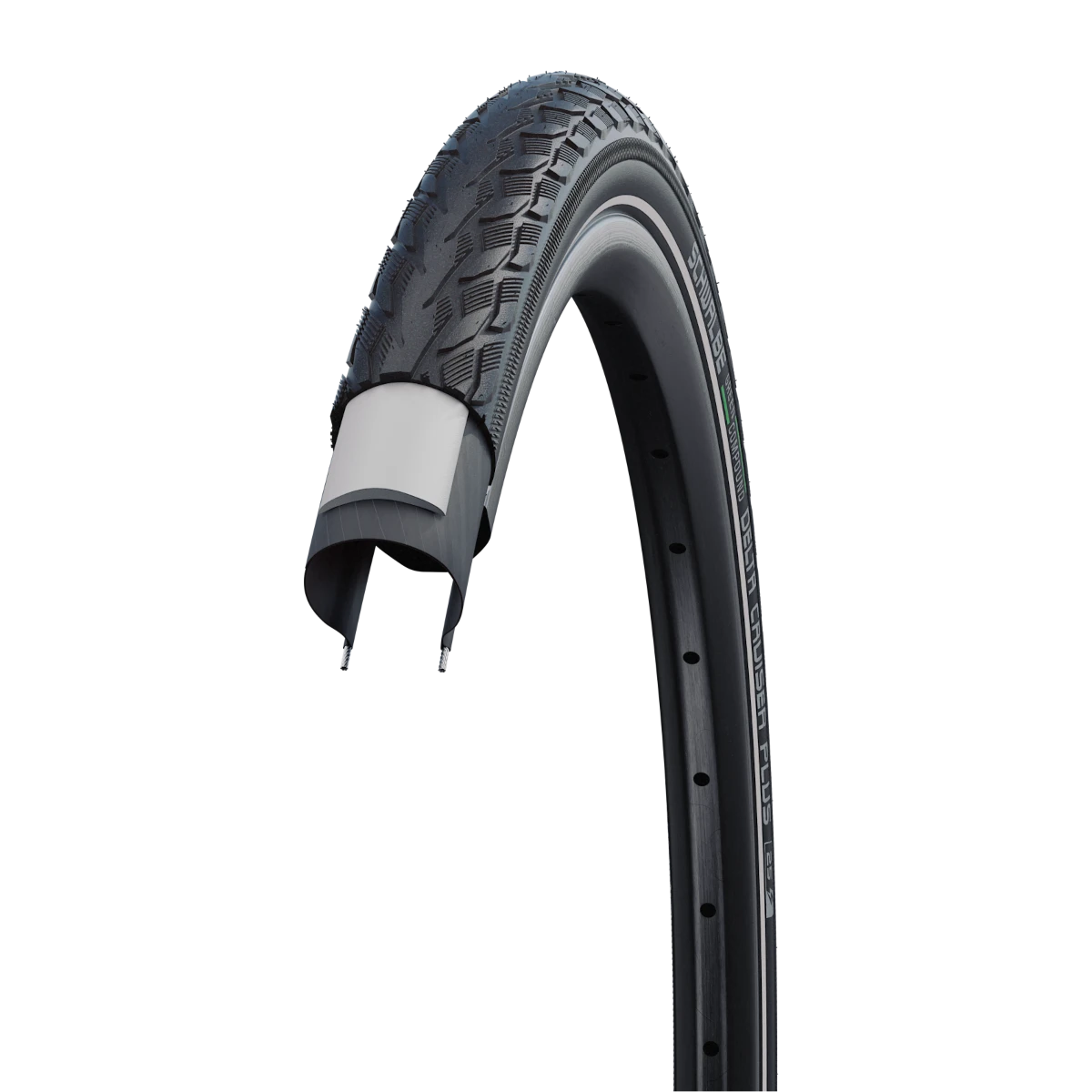 Schwalbe DELTA CRUISER PLUS Active Line Green Compound Clincher Tyre, HS431 5 Schwalbe DELTA CRUISER PLUS Active Line Green Compound Clincher Tyre, HS431 - Billede 3